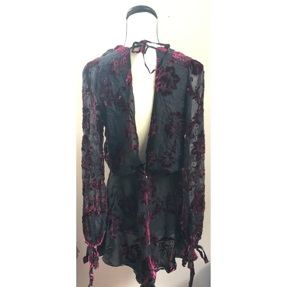 LPA burnout floral velvet Gabbriette mini dress - Picture 8 of 9
